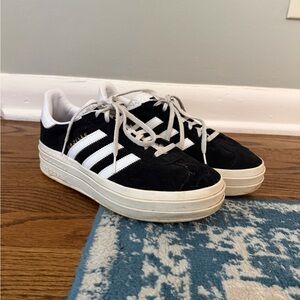 Adidas Women's Black and White Suede Sneakers